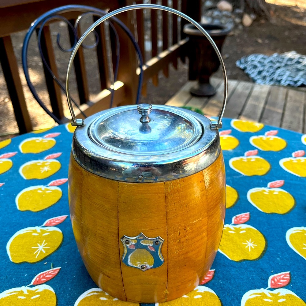 Vintage Wooden Biscuit Barrel